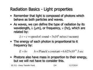 Radiation Basics - Light properties