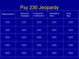 Psy 230 Jeopardy