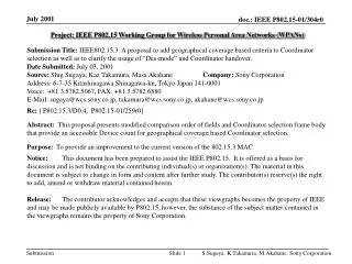 Project: IEEE P802.15 Working Group for Wireless Personal Area Networks (WPANs)