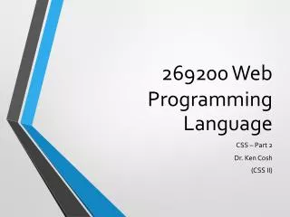 269200 Web Programming Language