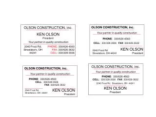 OLSON CONSTRUCTION, inc.