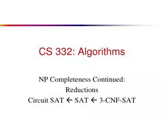 CS 332: Algorithms