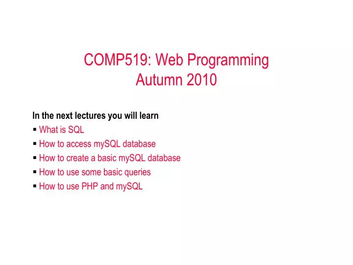comp519 web programming autumn 2010