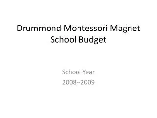 Drummond Montessori Magnet School Budget