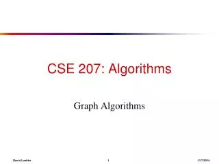 CSE 207: Algorithms