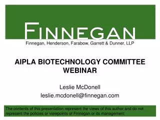 AIPLA BIOTECHNOLOGY COMMITTEE WEBINAR