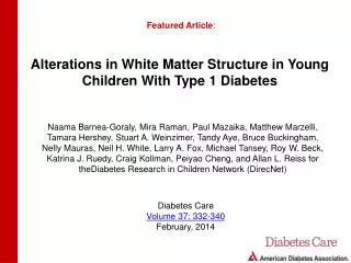 Alterations in White Matter Structure in Young Children With Type 1 Diabetes