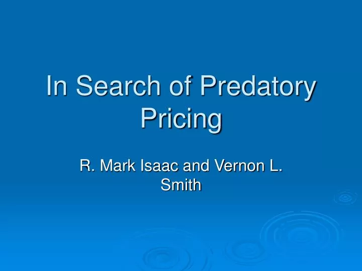 in search of predatory pricing