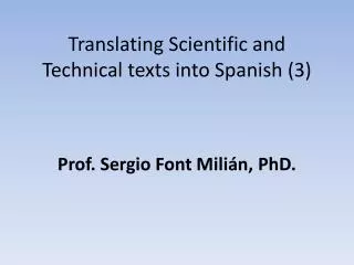 Translating Scientific and Technical texts into Spanish (3)