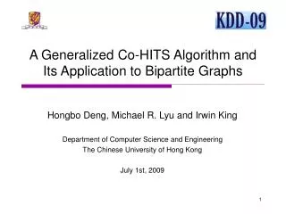 A Generalized Co-HITS Algorithm and Its Application to Bipartite Graphs