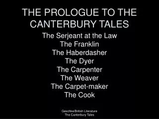 THE PROLOGUE TO THE CANTERBURY TALES