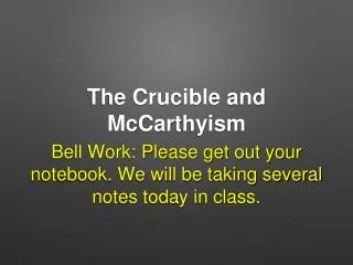 The Crucible and McCarthyism