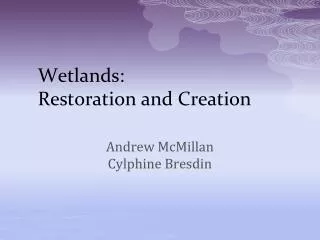 Wetlands: Restoration and Creation