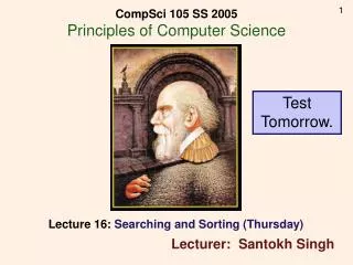 Lecture 16: Searching and Sorting (Thursday)