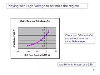 Playing with High Voltage to optimize the regime