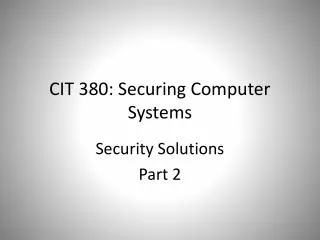 CIT 380: Securing Computer Systems