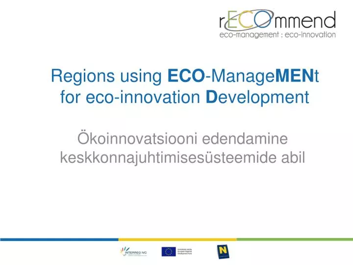 regions using eco manage men t for eco innovation d evelopment