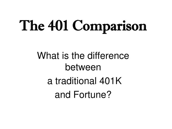 the 401 comparison