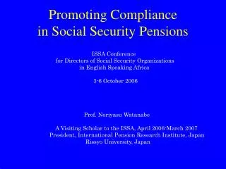 Promoting Compliance in Social Security Pensions