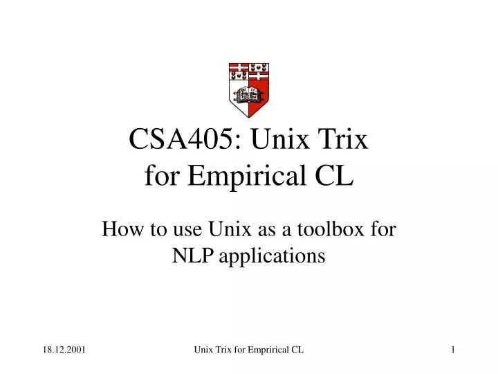 csa405 unix trix for empirical cl