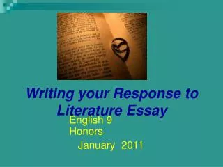 Writing your Response to Literature Essay