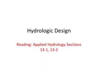 Hydrologic Design