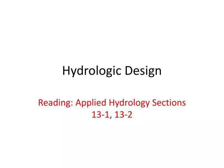 hydrologic design