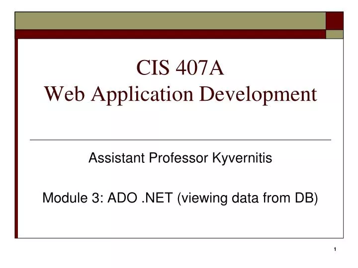 cis 407a web application development