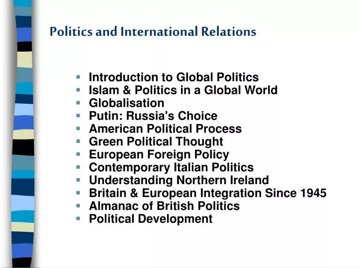 politics and international relations
