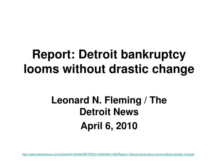 report detroit bankruptcy looms without drastic change