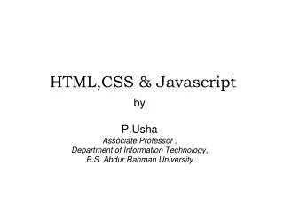 HTML,CSS &amp; Javascript