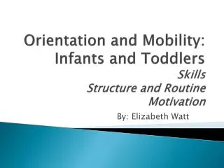 Orientation and Mobility: Infants and Toddlers Skills Structure and Routine Motivation