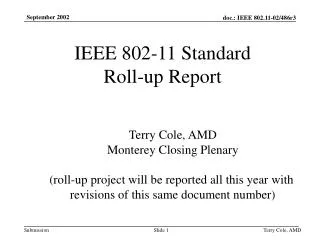 IEEE 802-11 Standard Roll-up Report