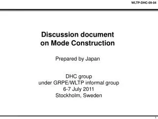 Discussion document on Mode Construction