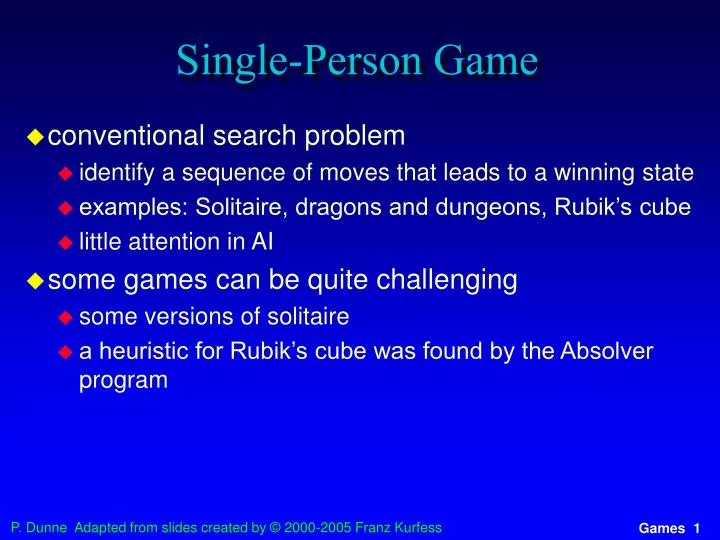 single person game