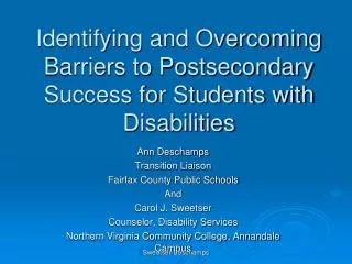 Identifying and Overcoming Barriers to Postsecondary Success for Students with Disabilities