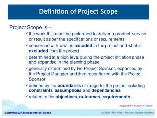Definition of Project Scope