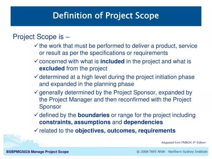 definition of project scope