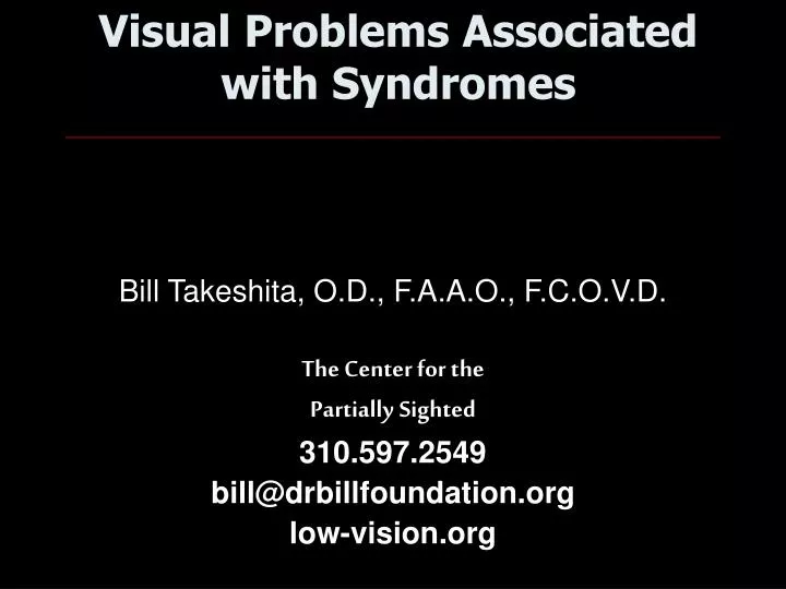 visual problems associated with syndromes