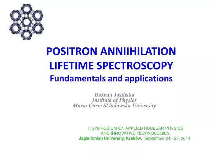 positron anniihilation lifetime spectroscopy fundamentals and applications