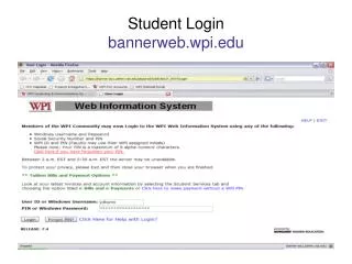 Student Login bannerweb.wpi