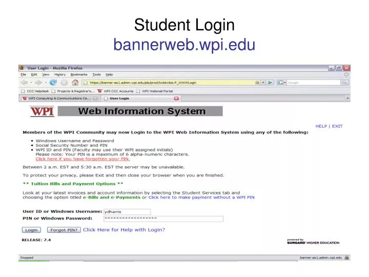 student login bannerweb wpi edu