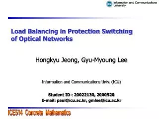 Load Balancing in Protection Switching of Optical Networks