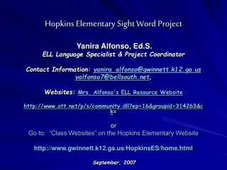 hopkins elementary sight word project