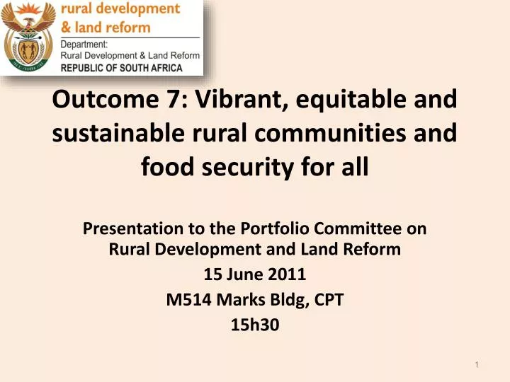 outcome 7 vibrant equitable and sustainable rural communities and food security for all