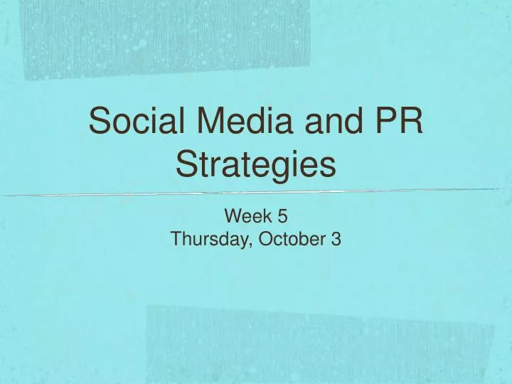 social media and pr strategies