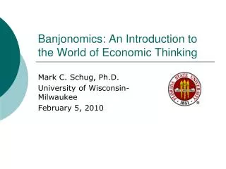 Banjonomics: An Introduction to the World of Economic Thinking