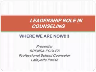 LEADERSHIP ROLE IN COUNSELING