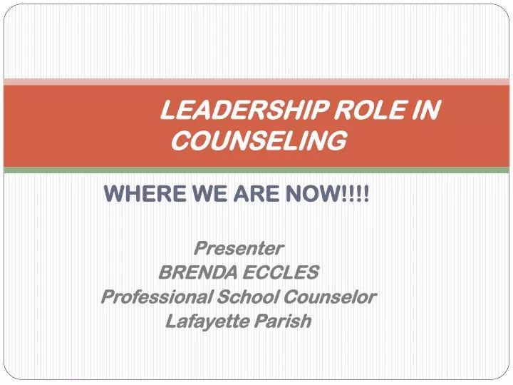 leadership role in counseling