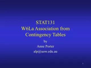 STAT131 W6La Association from Contingency Tables